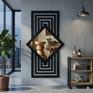 Modern MDF <b>Wall</b> <b>Mirror</b> Decorative Hanging Frame for Living Room Bedroom Bathroom Home Interior <b>Wall</b> Decoration Accent - Product Image 3