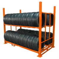 Structure en acier robuste Centre de distribution de pneus Chariot de stockage vertical pliable modulaire pour pneus