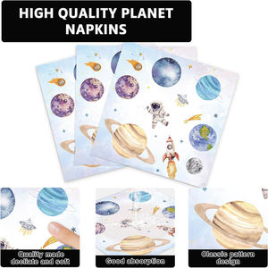 Ensemble de vaisselle sur le thème de l'espace, du ciel étoilé et des astronautes, pour la première balade autour du <span class=keywords><strong>Soleil</strong></span>, décorations de fête d'anniversaire sur le thème des planètes et des astronautes - Product Image 3