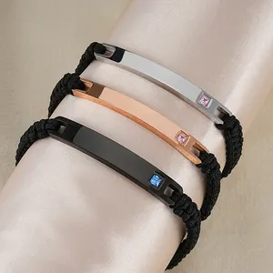 Mode Trend Bend Merk Hand Sieraden Gepersonaliseerde Diy Kan Worden Gegraveerd Roestvrij Staal Glanzend Paar Bar Armband