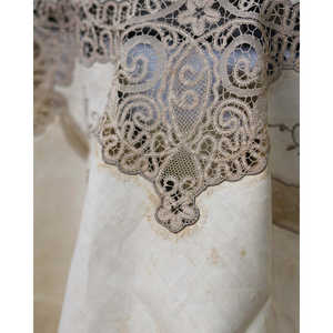 Mantel Redondo de Lino y Encaje Cant de Robcultura con 8 Servilletas de Tela de Poliéster para Hoteles y Bares con Estampado Cuadrado - Product Image 4