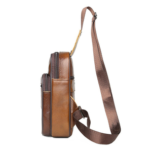 Nueva tendencia calidad deporte al aire libre portátil impermeable Crossbody Real cuero antirrobo bolsillo Vintage cuero pecho bolsas para hombres - Product Image 4