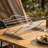 STARCK CAMPING Grille de rôtissage carrée pliable et réglable en acier inoxydable pour poulet, brochettes, barbecue, camping et four