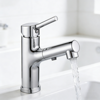 Robinet extractible monotrou personnalisé avec poignée unique en laiton gris anthracite, idéal pour salles de bain et cuisines