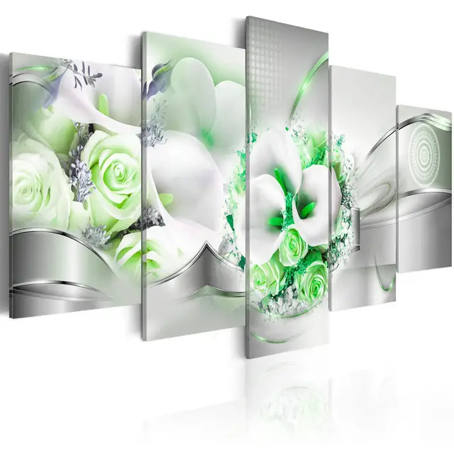 Güzel manzara resmi Çiçek Yağlıboya Soyut Tuval Baskı 5 Panel Pop Dekorasyon Oturma Odası Duvar Sanatı