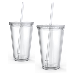 Wholesale low price 16OZ transparent Plastic acrylic Tumbler clear acrylic mug cups with lids and straw