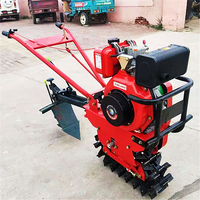 Matériel agricole : Motoculteur diesel 7-8 CV avec semoirs à chaîne rotative, désherbeurs et moteur à engrenages rouge haute performance