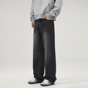 Outono e inverno principal promoção dos homens retro americano velho lavado solto calça <span class=keywords><strong>jeans</strong></span> reta dos homens calças de perna larga - Product Image 1