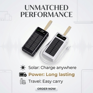 Banco de Energía Solar de Alta Capacidad de 30000 mAh, 4 Puertos de Salida USB, Pantalla Digital, Cargador Portátil, Batería Externa Personalizable Gratis - Product Image 5