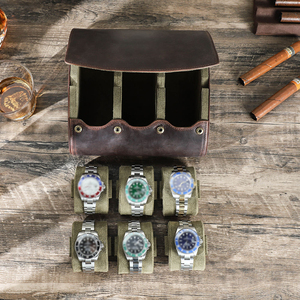 6スロットレザーウォッチトラベルケースロールヴィンテージエッグシェイプウォッチケースオーガナイザーラグジュアリーウォッチコレクションボックスCF1190 - Product Image 5