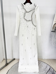 欧迪娜冬季串珠钻石长袖加大码会议婚宴晚宴优雅派对女式长裙 - Product Image 4