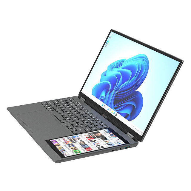 Hot Sale Factory Laptop 15.6"+7" Dual Screen Business Touch Notebook Intel N95 16Gb Ram 1Tb Ssd English Backlit Keyboard
