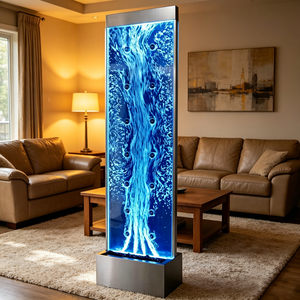 Cloison à bulles d'eau mobile moderne découpée au laser avec éclairage LED RGB pour chambre d'hôtel - Product Image 3