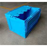 Caisse de rangement en plastique pliable et empilable recyclable avec couvercle transparent - Durable pour la maison et la logistique