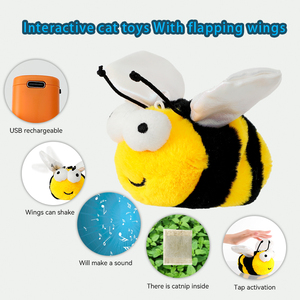 Pet Brinquedo De Pelúcia Flapping Som Agitando Pássaro Elétrico Brinquedo Gato Pet Auto Alta Simulação Peixe Balançando asas Pássaro - Product Image 6