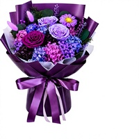 Bouquet de roses violettes préservées, 100% fleurs réelles, boîte cadeau éternelle longue durée pour anniversaire, fête des mères, Saint-Valentin