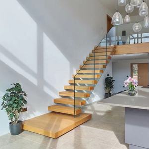 <span class=keywords><strong>Escalier</strong></span> droit <span class=keywords><strong>Escalier</strong></span> en porte-à-faux avec garde-corps en verre <span class=keywords><strong>Escalier</strong></span> flottant en bois massif - Product Image 1