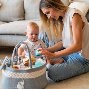 Organisateur de couches KUYEU, panier portable pour bébé, organisateur de rangement pour couches avec compartiments, panier à couches pour bébé pour le changement 0.8 - Product Image 3