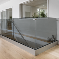 Système de garde-corps en verre à profil en U en aluminium Reilbu, design moderne pour balcon extérieur, terrasse, sol, installation facile