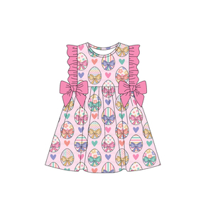 Vestido de Verano para Niña GSD3537, Color Rosa, con Lazos, Diseño de Huevo de Pascua, Sin Mangas, Transpirable, Hasta la Rodilla, ODM, Venta al por Mayor para Niños - Product Image 6