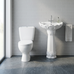 Wholesale Cheap Ceramic Sanitary Ware Two-Piece WC Toilet Dual-Flush Concealed Tank Pedestal Basin Set Gravity Flushing P-trap - Product Image 1