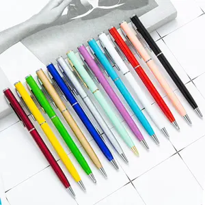 Wholesale gift promotion metal roller pen slim body advertising ballpoint pen with customized logo