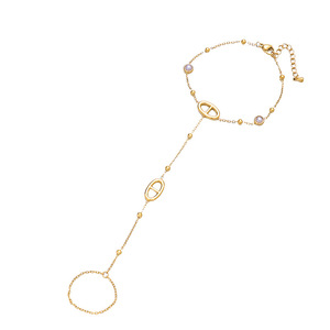 Cadena <span class=keywords><strong>de</strong></span> Mano Minimalista <span class=keywords><strong>de</strong></span> Acero Inoxidable con Eslabones <span class=keywords><strong>de</strong></span> Nariz <span class=keywords><strong>de</strong></span> Cerdo, Elegante Anillo <span class=keywords><strong>de</strong></span> Dedo con Perlas para Mujer, Pulsera Bohemia, Joyería - Product Image 6