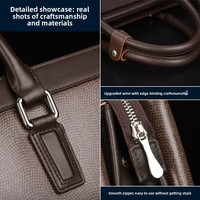 Porte-documents en cuir véritable pour homme avec logo personnalisé, grande capacité, sac pour ordinateur portable, sac de bureau pour homme avec logo personnalisé