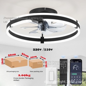 ใบพัดพับเก็บได้สำหรับห้องนั่งเล่นห้องนอนพัดลมเพดาน LED หดได้พร้อมรีโมทควบคุมแสงไฟส่องสว่าง - Product Image 6