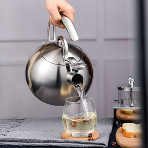 Venta al por mayor de fábrica, mango aislado de silicona, hervidor de agua de acero inoxidable para batir té, estufa de agua para acampar, hervidor silbante superior - Product Image 3