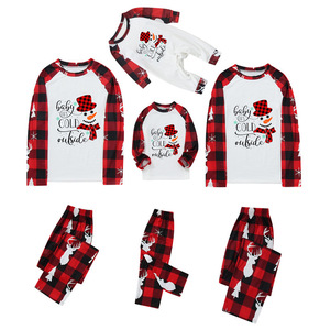 Rouge <span class=keywords><strong>Plaid</strong></span> Lettre Impression Noël Pyjama Pantalon À Manches Longues Haut Ensemble Coton Famille Noël Pyjamas Ensemble 2023 - Product Image 1