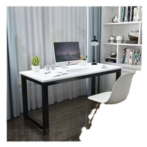 Computer Desk Simple Design Wood Top White <b>Frame</b> Study Office Workstation Home Use - Product Image 2