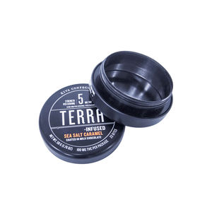 Boîte à bonbons en fer blanc TERRA, résistante aux enfants, écologique, forme courbée, surface laquée mate, impression sur surface incurvée, bouchon couronne - Product Image 2