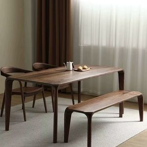 Solid <b>Wood</b> <b>Bench</b> Walnut Color Long <b>Bench</b> Dining Room Furniture Durable - Product Image 1