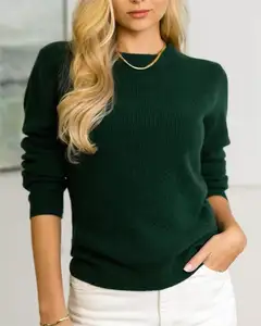 2024 Supplier Custom Design High Quality Women's Crew Neck Knit Pink Green Orange Cashmere Sweater Women