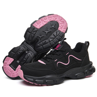 Nouvelles bottes de travail de sécurité personnalisables noires et roses, chaussures de sport et de randonnée avec semelle intermédiaire respirante en mesh, toutes saisons
