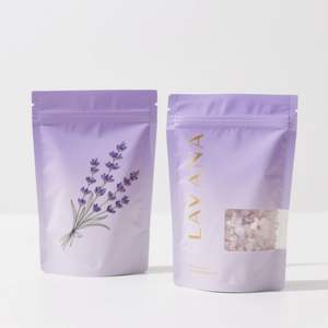 Bolsas personalizadas impresas con frente transparente para envasar mariscos, bolsas para sal rosa, sobres para sal. - Product Image 5