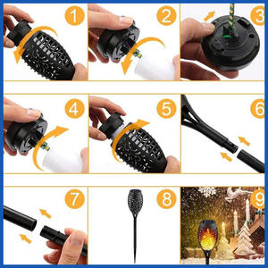 Lámpara Solar Hejia con Forma de Llama, 12 LED, Decoración de Jardín, Luz Solar para Insertar en el Suelo, Activación por Voz, en Stock - Product Image 4