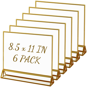 Marco dorado, etiqueta de precio acrílica, soporte <span class=keywords><strong>para</strong></span> señal, restaurante, Bar, menú, tarjeta de receta, soporte de exhibición de fotos <span class=keywords><strong>para</strong></span> decoraciones de boda - Product Image 4