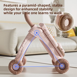 Déambulateur anti-basculement pour bébé avec centre d'activités, jouet pliable à pousser pour l'apprentissage de la marche des nouveau-nés aux tout-petits - Product Image 3
