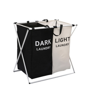 JUSTOP de la tela de Oxford modernos para el hogar <span class=keywords><strong>2</strong></span> secciones de lavandería cesta Color plegable cesta de lavandería - Product Image 1