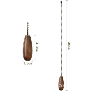 Wooden Pendant <b>Pull</b> Chain 35cm Length For Fan <b>Light</b> Switch Accessories Metal Bead Chain With Wooden <b>Handle</b> - Product Image 1