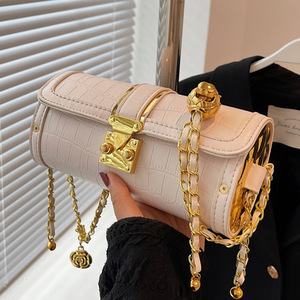 Achats sur le marché <span class=keywords><strong>en</strong></span> <span class=keywords><strong>ligne</strong></span> grossistes 2024 nouveau petit cylindre femmes pierre motif rétro chaîne unique épaule sac à bandoulière - Product Image 3