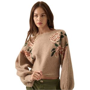 Maglione Primaverile/Autunnale <span class=keywords><strong>con</strong></span> <span class=keywords><strong>Scollo</strong></span> <span class=keywords><strong>a</strong></span> <span class=keywords><strong>Barca</strong></span>, Motivi Floreali, Maniche <span class=keywords><strong>a</strong></span> Lanterna in Mohair, Lavorato <span class=keywords><strong>a</strong></span> <span class=keywords><strong>Maglia</strong></span> per Donna - Product Image 1