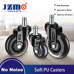 Roulettes de chariot de service léger JZM en gros, 2/3/4 pouces, pivotantes, en PU, pour meubles, roulettes de chaise de bureau en caoutchouc, roulement silencieux avec frein - Product Image 2