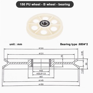 Polea Redonda de PU SenGuang D150 con Diámetro Interior de 32 mm, Ancho de 20 mm, 1 Ranura para Aplicaciones de Trefilado, Extrusión y Esmaltado OEM - Product Image 2
