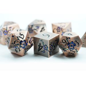 Alliage de zinc polyédrique <span class=keywords><strong>logo</strong></span> personnalisé donjons et <span class=keywords><strong>dragons</strong></span> couleur cuivre solide fleur mica dés ensemble - Product Image 4