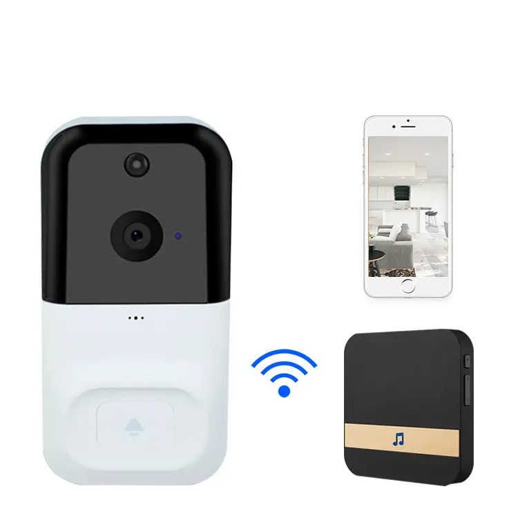 Caméra CCTV sans fil Wifi, sonnette intelligente pour porte vidéo