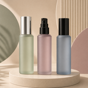 Flacon pompe en verre mat multicolore 50 ml pour lotion corporelle, réutilisable, contenant pour soins de la peau, vente en gros - Product Image 1