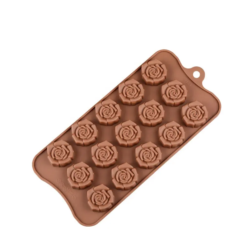キャンディー、チョコレートモールドシェイプシリコン15キャビティ3Dローズ手作りソープモールド/シリコンモールドケーキツールシリコンモールド環境に優しい